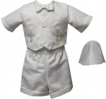 BOYS CHRISTENING SHORT PANTS W/CROSS